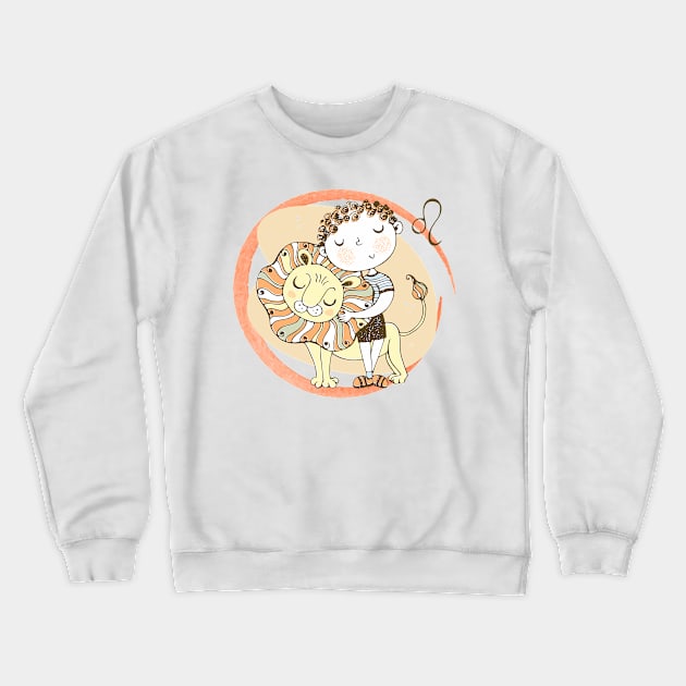 Zodiac Leo Cute Kid Design Horoscope Gift Crewneck Sweatshirt by The Little Store Of Magic